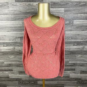 LOFT Round Neck Long Sleeve Wool Knit Salmon Pullover Sweater Women's Size M